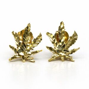 10K Solid Gold Leaf Earrings